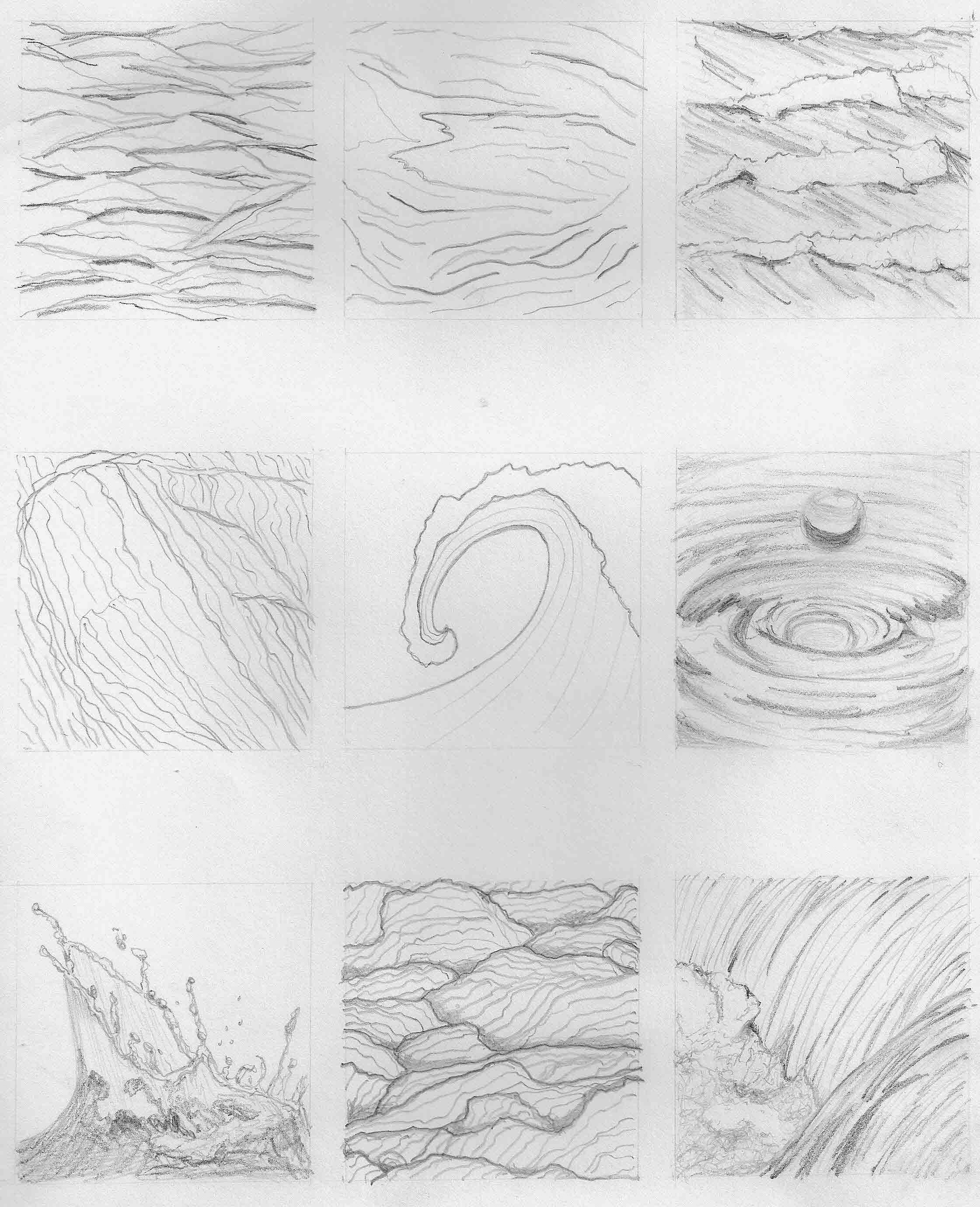 how to draw water with pencil step by step